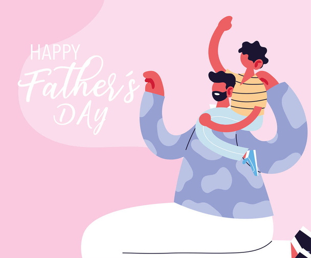 férfi és fia, kártya a boldog apák napjáról - Vektor, kép