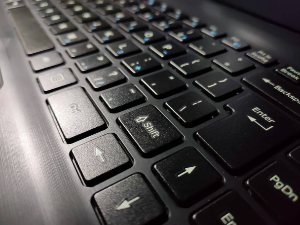 Closeup view of black laptop keyboard - Photo, Image