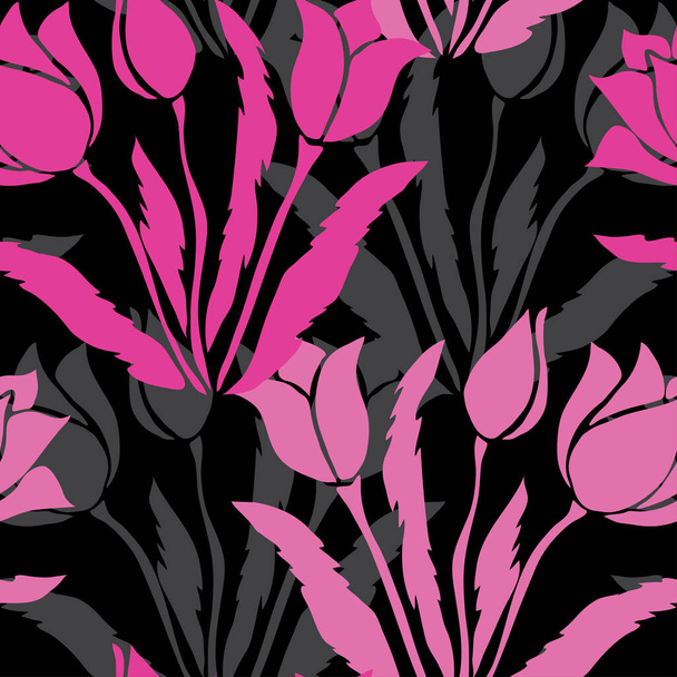 Elegant seamless pattern with tulip flowers, design elements. Floral  pattern for invitations, cards, print, gift wrap, manufacturing, textile, fabric, wallpapers - Διάνυσμα, εικόνα