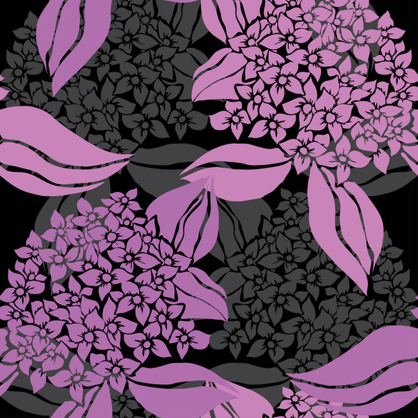 Elegant seamless pattern with hydrangea flowers, design elements. Floral  pattern for invitations, cards, print, gift wrap, manufacturing, textile, fabric, wallpapers - Wektor, obraz