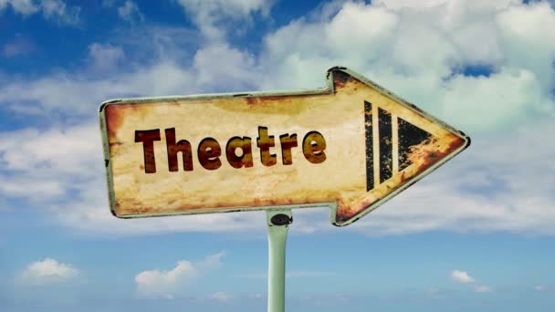 Street Sign the Way to Theatre - Footage, Video