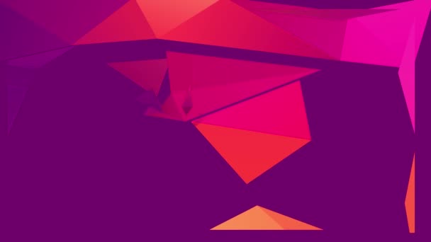 Lineáris méretezés Animáció ragyogó Absztrakt épített háromszögek Egyedi hangok Létrehozása 3D Poligonok díszített karton felhők sugallja a piros kék ég - Felvétel, videó