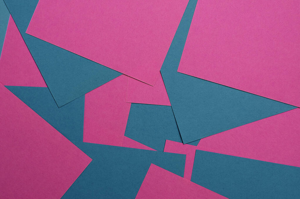 Background two colors, pink and blue. Geometric abstraction from colored paper - Photo, Image