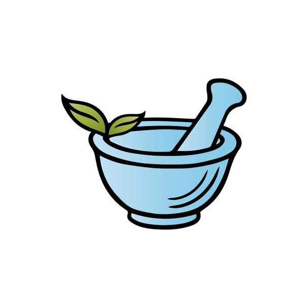 Icono de farmacia, símbolo de farmacia herbal, plantilla de diseño de ilustración de vectores de plagas y morteros
 - Vector, imagen