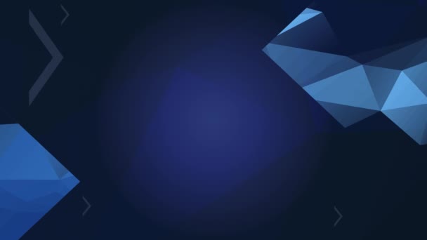 青い3D抽象フォームで構築された古典的な三角形の層で設計された手動概念科学を作成する要素の鞭動きタイトルと説明のための暗いスペース操作のためのモダンなオフセット - 映像、動画