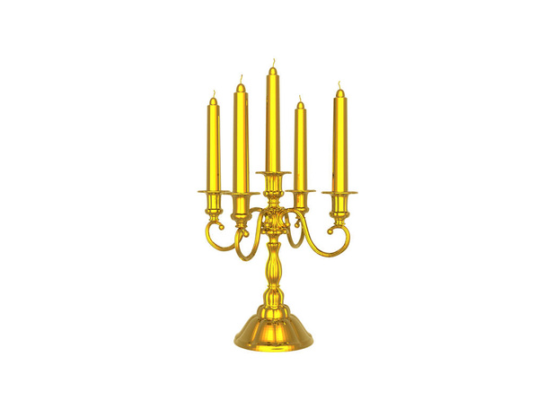 золотой канделябр со свечами
 - Фото, изображение