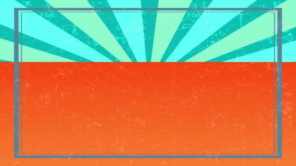 Springende federnde Bewegungseffekt auf Premium-Qualität Meer und Sonne Sommerparadies geschrieben auf orangefarbenen Kreis geklebt Hintergrund der gleichen Farbe unter Vintage-Streifen ähnlich wie Sonnenschein - Filmmaterial, Video