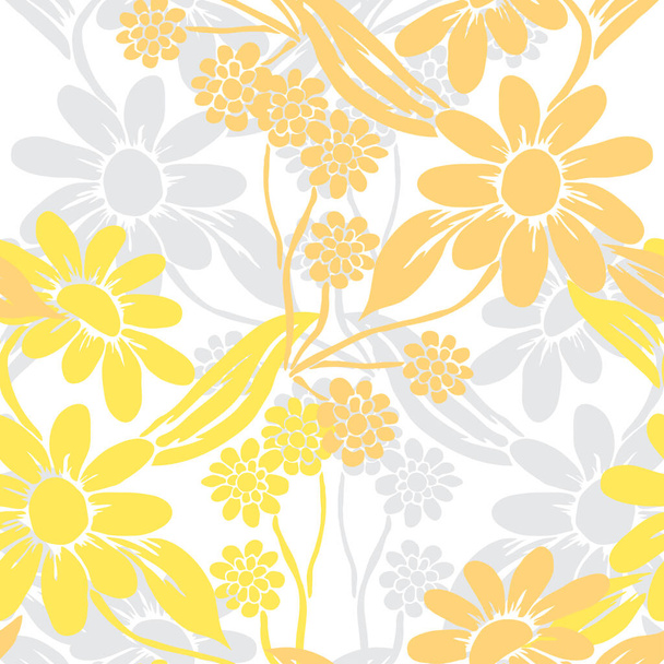 Elegant seamless pattern with chamomile flowers, design elements. Floral  pattern for invitations, cards, print, gift wrap, manufacturing, textile, fabric, wallpapers - Vector, Image