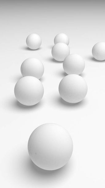 Fond abstrait blanc. Ensemble de boules blanches isolées sur fond blanc. Illustration 3D - Photo, image