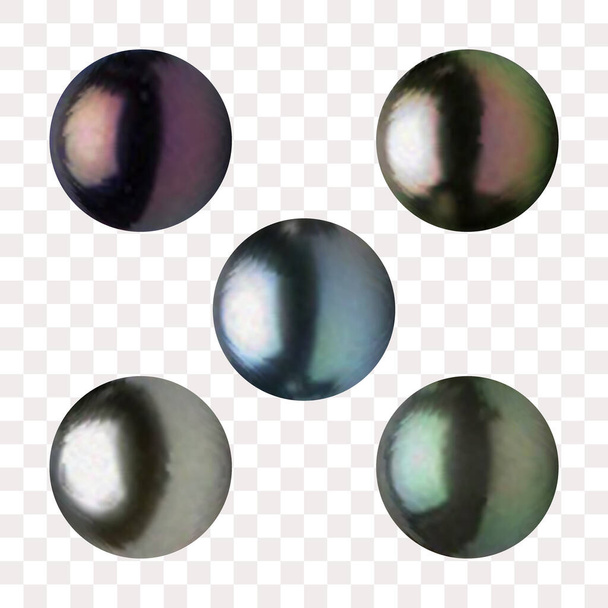 conjunto de bolas de cor escura. pérolas - Vetor, Imagem