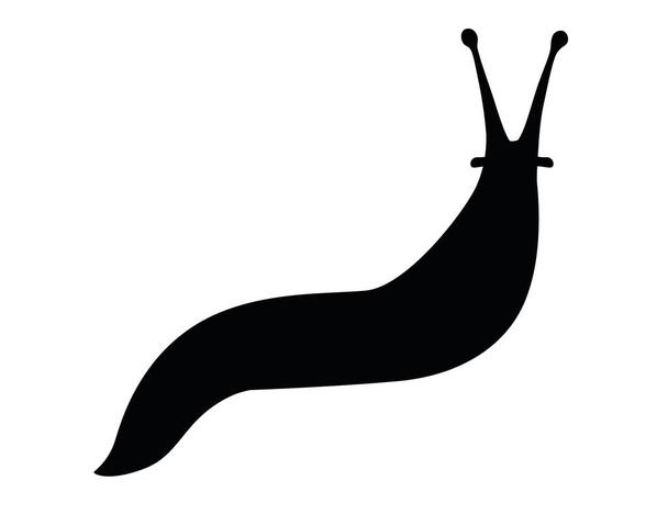 Zwart silhouet slak cartoon dier ontwerp platte vector illustratie geïsoleerd op witte achtergrond - Vector, afbeelding
