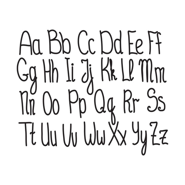 Nettes englisches handgeschriebenes Alphabet, Vintage-Illustration. Klein- und Großbuchstaben, fein für Karte, Schriftzug, Plakat  - Foto, Bild