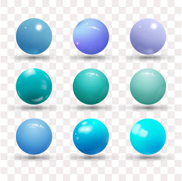 Blue pearl balls set Isolated on white background - Vector, Image