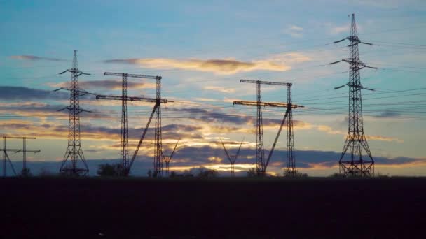 Time lapse of clouds over high voltage power line - Footage, Video