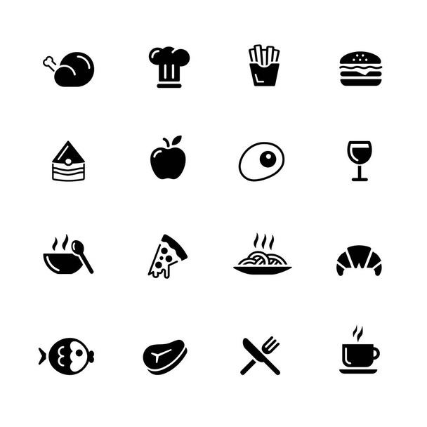 Food Icons - 1 // Black Series - Vector black icons for your web or media projects. - Vetor, Imagem