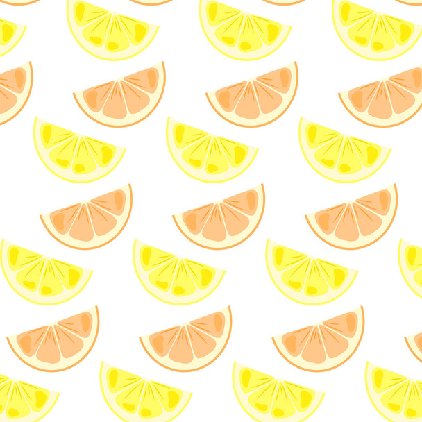 Zitronen- und Grapefruitscheiben - nahtloses Vektormuster. Hintergrund Sommerfrucht - Vektor, Bild
