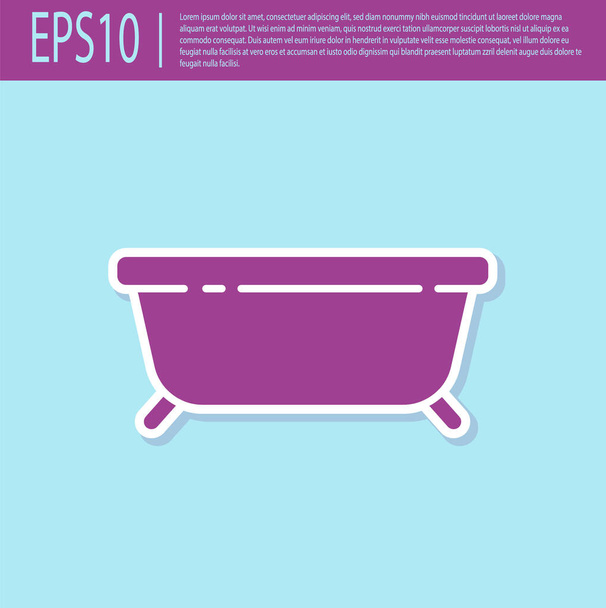 Retro purple Bathtub icon isolated on turquoise background.  Vector Illustration - Vector, Image