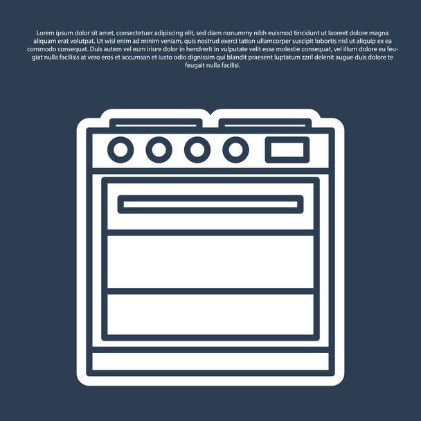 Blue line Oven icon isolated on blue background. Stove gas oven sign.  Vector Illustration - Vector, Image
