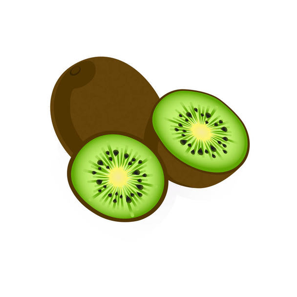 Kiwi Set Vector - Maduro, fruta orgánica dulce aislado
 - Vector, Imagen