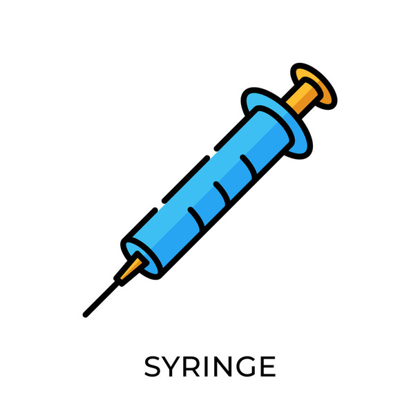 Syringe icon vector illustration. Medical Syringe vector icon template. Syringe icon design isolated on white background. Syringe vector icon flat design for website, logo, sign, symbol, app, UI. - Vektör, Görsel