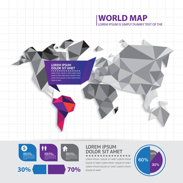 Szablon projektu infografiki mapy świata. Ilustracja wektora - Wektor, obraz