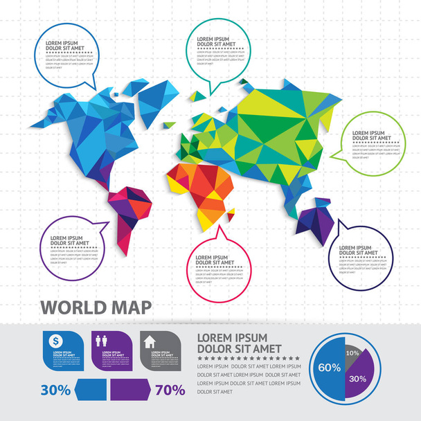 Szablon projektu infografiki mapy świata. Ilustracja wektora - Wektor, obraz