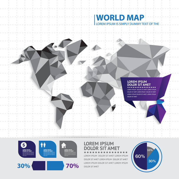 Plantilla de diseño de diseño de infografía de mapa mundial. Ilustración vectorial
 - Vector, imagen