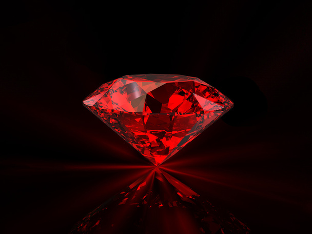 Red diamond on black background - Photo, Image