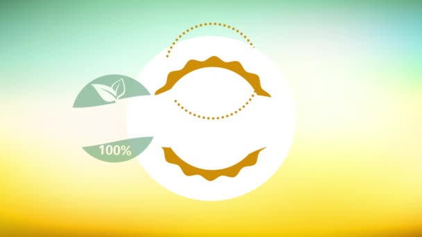 Elemek kaotikus mozgása Sugárzó természetes öko-táplálkozás koncepció A tudományt kerek rétegekkel tervezték egy olyan napfényben, mint a készlet - Felvétel, videó