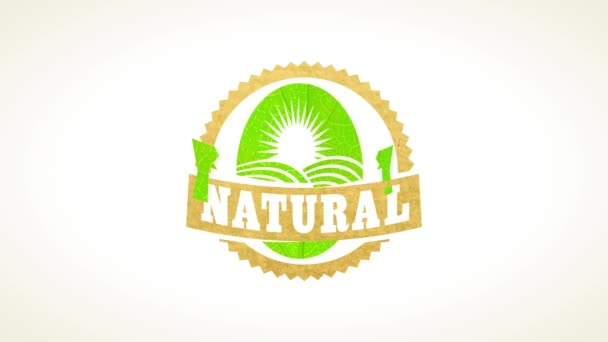 Mouvement des éléments formant Bio Eco Kind Seal Of Natural Healthful Nurture faite sur une feuille et une texture de papier recyclé
 - Séquence, vidéo