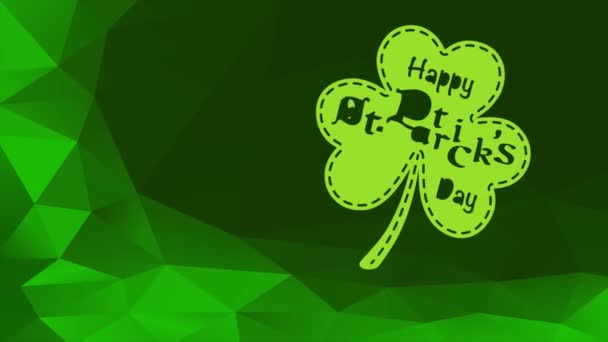 Aziz Patrick Günü 'nün Doğrusal Sıçra ve Döndür Animasyonunu Üç boyutlu soyut bir kavis ile çevrelenmiş yeşil bir Yay Üçgenler ve Çokgenlerle - Video, Çekim