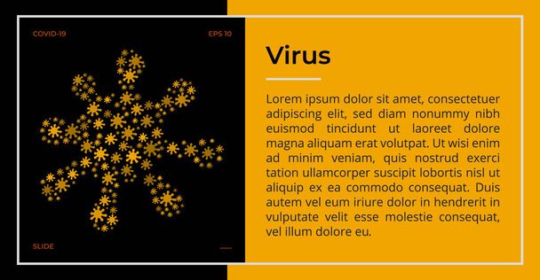 Creative Virus banner a plakát šablony vektor s černou a žlutou barvou - Vektor, obrázek