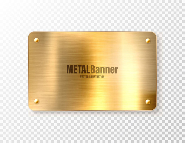 Realistic shiny metal banner. Brushed steel plate. Polished copper metal surface. Vector illustration. - Vector, Image