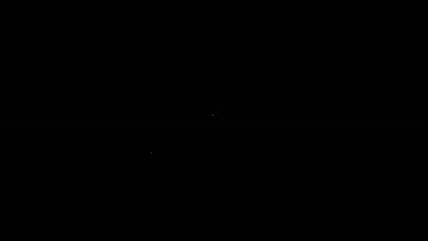 Ligne blanche Hanger icône de garde-robe isolé sur fond noir. Icône vestiaire. Symbole de service vestimentaire. Panneau du cintre à linge. Animation graphique de mouvement vidéo 4K - Séquence, vidéo