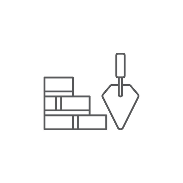 Kelle und Ziegelwand Vektor Symbol Symbol isoliert auf weißem Hintergrund - Vektor, Bild