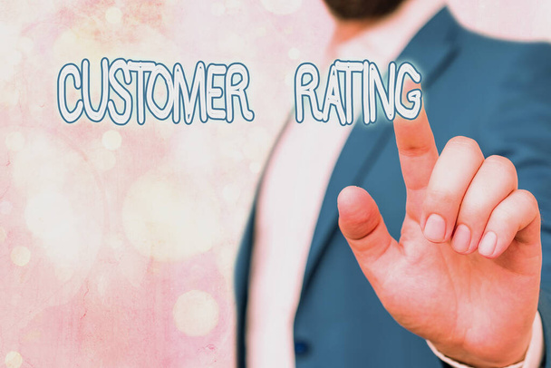 Text sign showing Customer Rating. Conceptual photo Each point of the customers enhances the experience. - Photo, Image