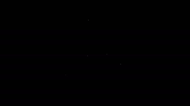 Weiße Linie Hand hält Spielkarten-Symbol isoliert auf schwarzem Hintergrund. Casino-Spieldesign. 4K Video Motion Grafik Animation - Filmmaterial, Video