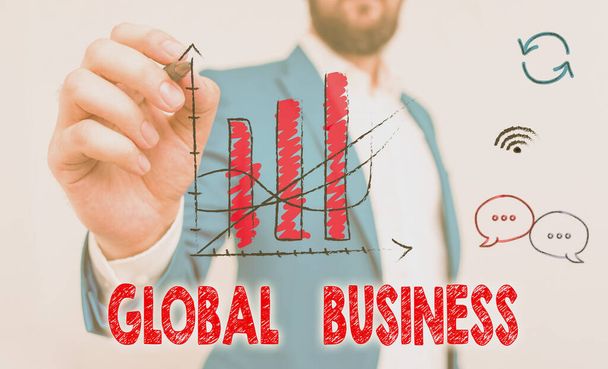 Текст написання слів Global Business. Концепція бізнесу для торгівлі та бізнесу компанія робить по всьому світу
. - Фото, зображення