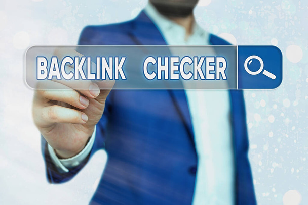 Texte manuscrit Backlink Checker. Signification du concept Trouvez vos concurrents les plus précieux et les modèles de spot
. - Photo, image