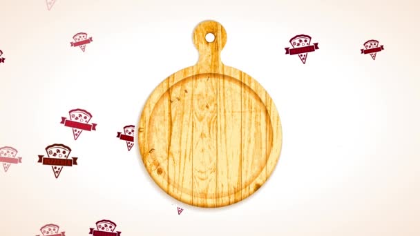 Joustava elementti liikkuvat tilauksen säveltää Italian Tavern Concept Science pyöristetty puinen leikkuulauta ja Pizza leikata koristeltu nauhat taitettu väre Retro tulostus
 - Materiaali, video
