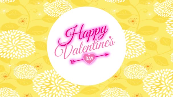 Lineare Skalierung Animation von freudigen Valentinstag Postkarte geschrieben Indoor Eine kreisförmige Handhabung romantische Typografie über Gold Raum voller Ornamente Cartoons - Filmmaterial, Video