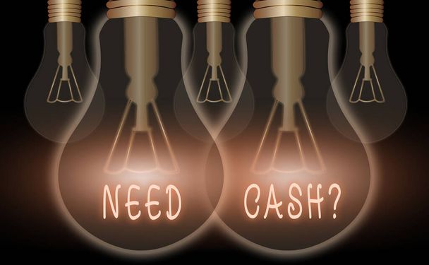 Handschrift tekst schrijven Need Cash Vragen. Concept betekent iemand vragen of je extra geld nodig hebt of niet. - Foto, afbeelding