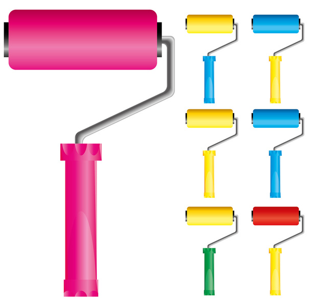 Set of paint roller brushes, part 1 - Vector, Image