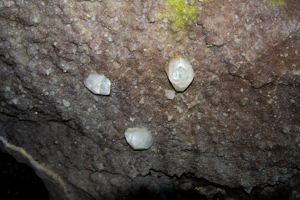 Quartz Crystals in a Rock - Photo, Image