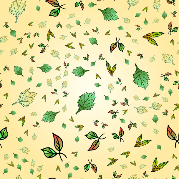 Seamless pattern with colorful decorative autumn leaves.Vector illustration for badge, logo, sticker, print. - Vector, Imagen