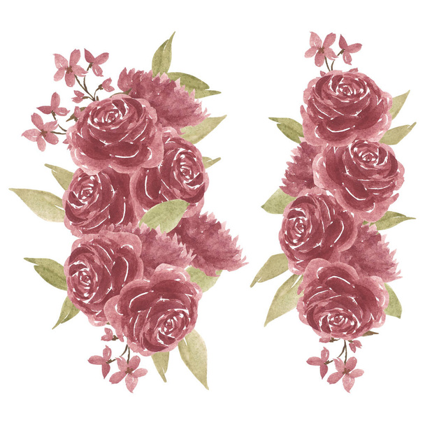 Acuarela rosa ramo de flores conjunto
 - Vector, Imagen