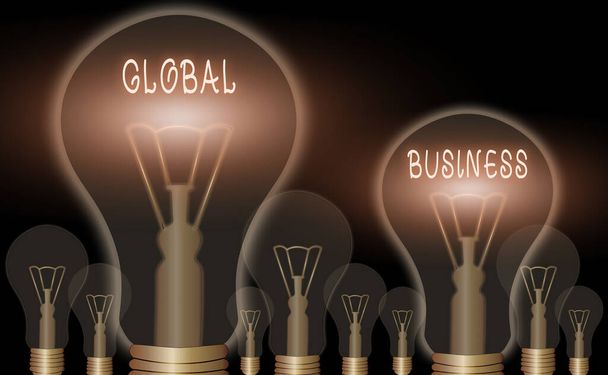 Konzeptionelle Handschrift, die Global Business zeigt. Geschäftsfotos, die Handel und Geschäftssystem eines Unternehmens auf der ganzen Welt zeigen. - Foto, Bild
