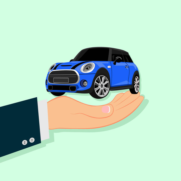 Διάνυσμα χέρια και αυτοκίνητα εξοικονομούν χρήματα για concepts.There είναι μπλε αυτοκίνητα - Διάνυσμα, εικόνα