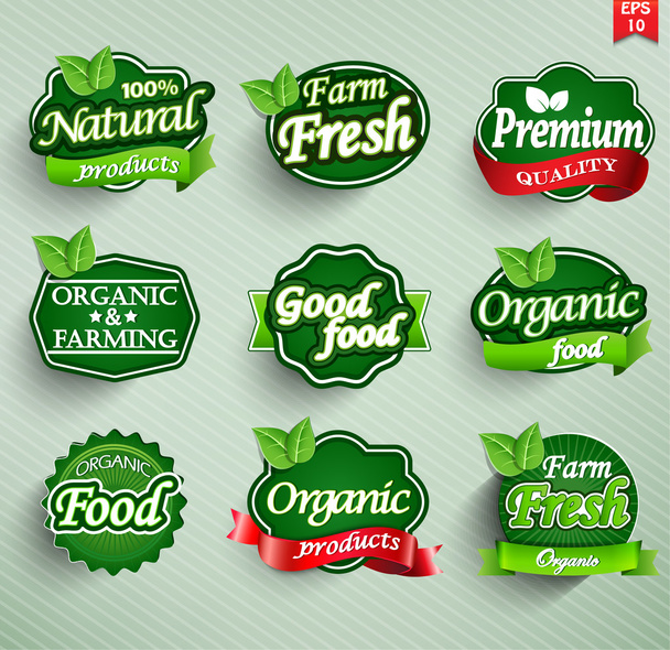 Etiqueta, insignia o sello de alimentos frescos de granja
 - Vector, Imagen