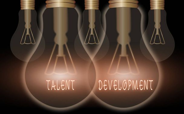 Scrittura di testi scritti a mano Talent Development. Concetto che significa costruire competenze Capacità di migliorare il potenziale Leader
. - Foto, immagini